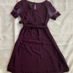 A. Byer Purple Dress with Lace Sleeves
